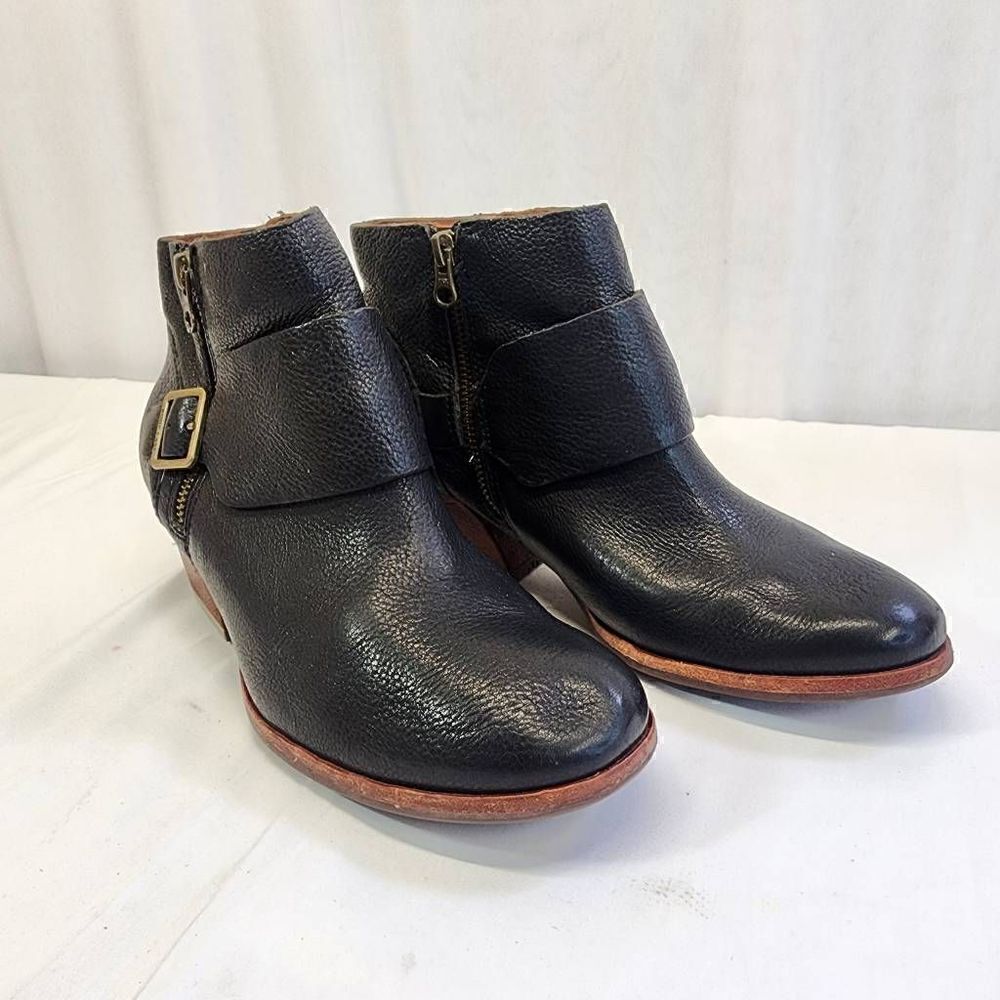 Kork Ease Boots Womens Isa Black Full Grain Leather Heeled Ankle Booties 7.5
